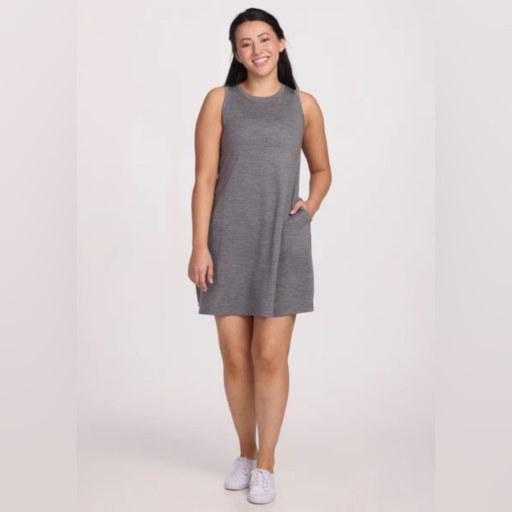 Wool& Merino Wool Sleeveless Dress Gray Pocket Swing Casual Travel Womens S